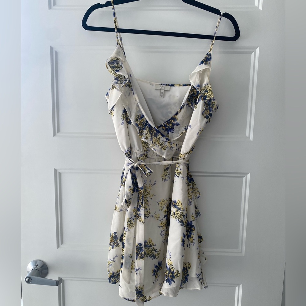 Joie Floral Dress with Waist Tie, Blue and Yellow, XS